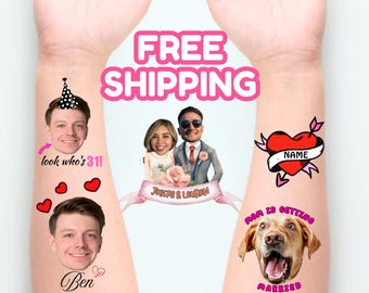Custom tattoos Bachelorette tattoos Bachelorette Party Favor bridesmaids proposal face cutout tattoos Party decorations bridesmaid Dog Cat
