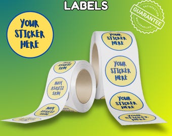 Labels on a Roll with Your Logo or Image | Matte or Glossy | Circle BOPP Stickers | Free Shipping | Choose your size | Laminated Waterproof