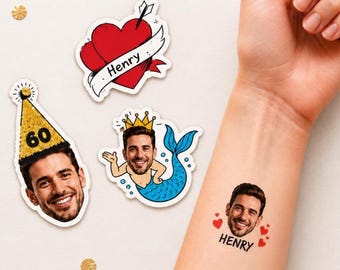 Recuerdos para despedida de soltera Tatuaje de despedida de soltera Recuerdo para despedida de soltera Tatuaje de la cara del novio Tatuaje de la novia Regalo de novia Regalo divertido Regalo temporal