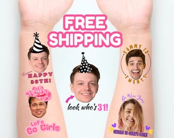 Custom Face Temporary Groom Tattoo Bachelorette Party Tini Bit Margs Matrimony Cowboy Mom Getting Married Fiesta Personalized Party Favor