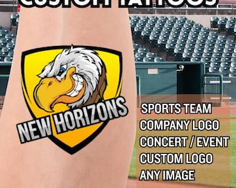 Custom Team Spirit Tattoos, Temporary Tattoos, Your Mascot Tattoo, Your Team Logo Tattoo, Company logo, Cheek tattoos, School spirit tattoos