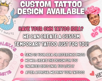 Funny Custom Face Temporary Tattoos – Bachelorette Party Favors, Personalized Tattoo