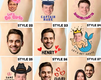 Bachelorette Tattoos, Groom Face Tattoo, Party Favors, Custom Temporary Tattoo, Bachelorette Party Favor, Personalized Tattoo, Wedding Favor