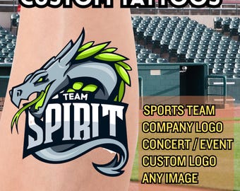 Custom Team Spirit Tattoos, Temporary Tats, Your Mascot, Your Team Tattoo, Company logo, Cheek tattoos, School spirit tattoos FREE SHIPPING