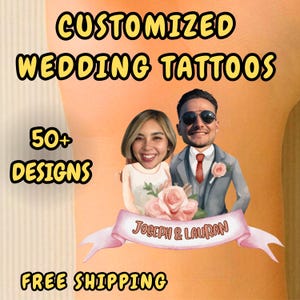 wedding party tattoo wedding favor tattoo temporary tattoo couple tattoo custom custom face tattoo custom wedding Funny Party Face Tattoo