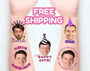 Custom Face Temporary Groom Tattoo Bachelorette Party Tini Bit Margs Matrimony Cowboy Mom Getting Married Fiesta Personalized Party Favor