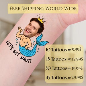 Bachelorette Party Favors - Bachelorette Tattoo - Groom Tattoo - Funny Party Favors - Face Tattoo - Custom Tattoos Personalized Bachelorette