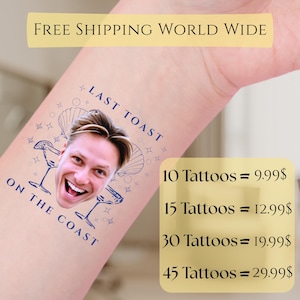 Personalized Temporary Tattoos Bachelorette Tattoos Groom&#39;s Face Tattoo Bachelorette Party Favors Custom Temporary Tattoo Bride Tattoo