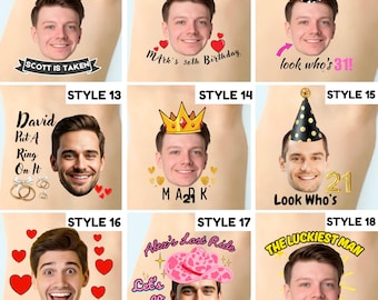 Custom Face Temporary Groom Tattoo Bachelorette Party Tini Bit Margs Matrimony Cowboy Mom Getting Married Fiesta Personalized Party Favor