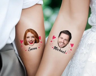 Bachelorette Tattoos, Groom Face Tattoo, Party Favors, Custom Temporary Tattoo, Bachelorette Party Favor, Personalized Tattoo, Wedding Favor