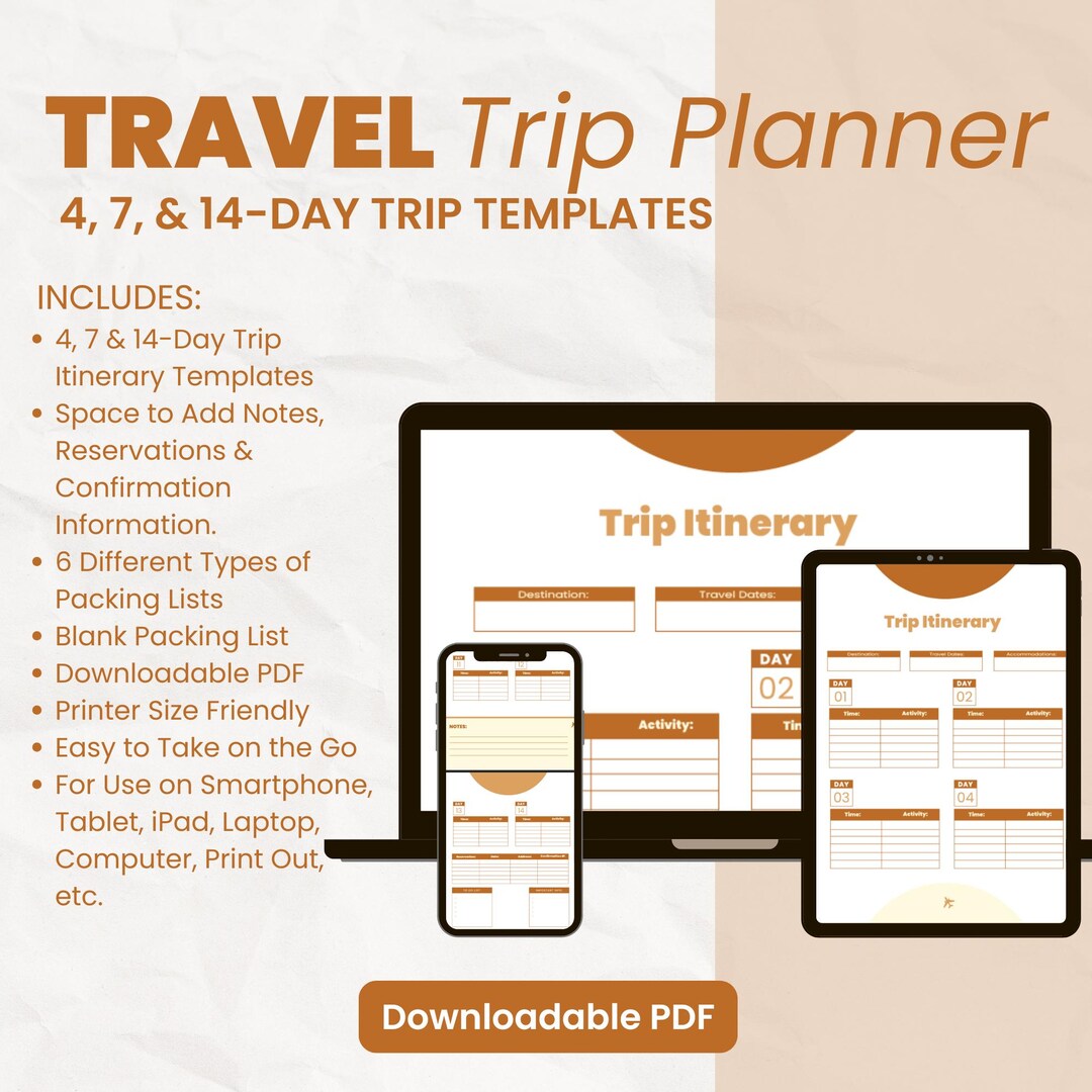 Trips Simple Simple Trip Templates Easy Travel Planner & Itinerary Organizer Digital ...