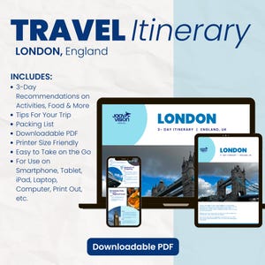 London England 3-Day Itinerary Digital Travel Guide with Tips & Packing List UK City Trip Planner London Vacation PDF Download