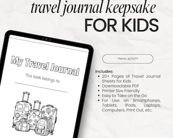 子供向け旅行アクティビティジャーナル｜印刷可能な旅行思い出帳（PDFデジタルダウンロード）