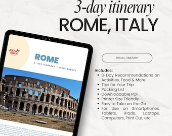 Rome 3-Day Itinerary | Italy Travel Guide & Packing List, Rome Trip Planner, Digital Download