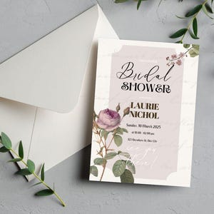 Classic Floral Bridal Shower Invitation Template Printable Digital Download Floral Vintage Bridal Brunch Editable Template Digital Invite
