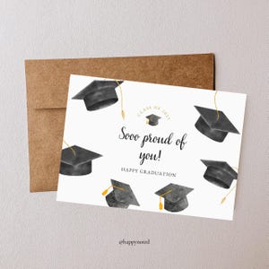 Carte de fin d'études imprimable Fier de vous Carte de félicitations pour l'obtention du diplôme des diplômés Promotion de 2025 Joyeux cadeau de remise des diplômes Carte postale de félicitations pour l'obtention du diplôme