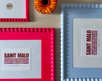 Custom Colorful Wooden Glossy Bobble Bobbin Hand Painted Frame and Mat | 11x14 Frame | Fits 8x10 Print