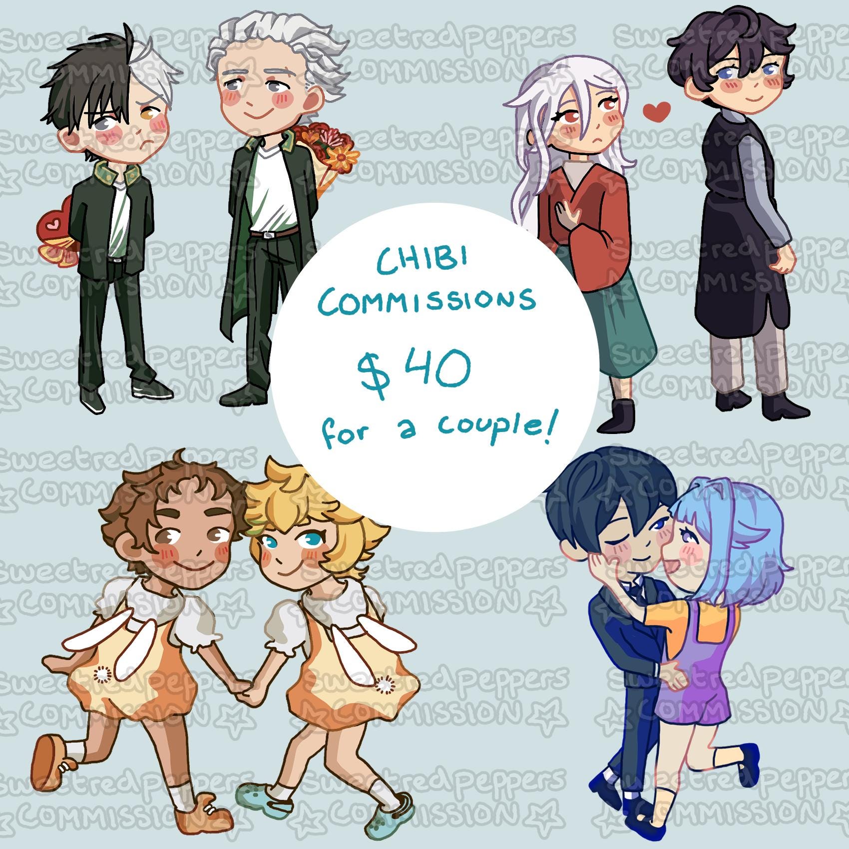 Couple Chibi Art Commission - Etsy