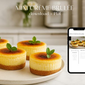 Beste Recipe Printable recipe card Mini Crème Brûlée Cheesecakes Best Recipe A4 format dessert print out elegant baking GoodNotes