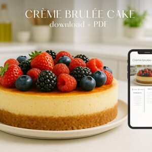 Best Recipe Printable Recipe Card Crème Brûlée Cake Best Dessert Recipe A4 PDF Digital Download Kitchen Art Cookbook GoodNotes Ready