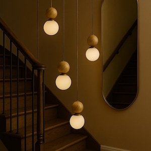 Marble Brass Pendant Light, Modern Ceiling Lamp, Handmade Chandelier Lighting image 5