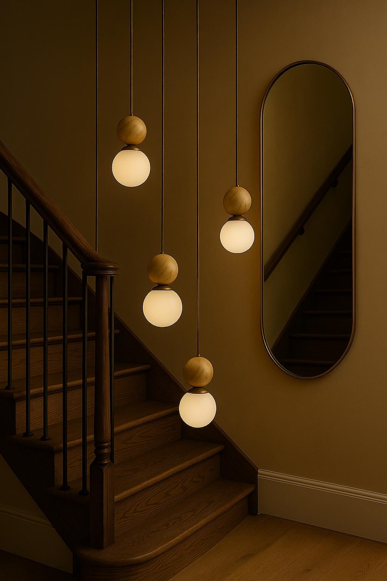 Marble Brass Pendant Light, Modern Ceiling Lamp, Handmade Chandelier Lighting image 5