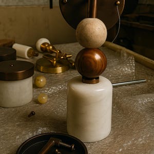 Handgjord vägglampa i alabaster, mässingslampa i mitten av århundradet med alabasterskärm, sänglampa; Sakhawy vägglampa bild 16