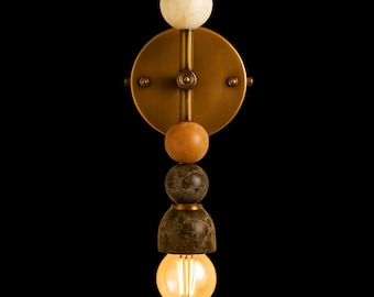 Handmade Marble Wall Sconce, Frosted Glass, Modern Light Fixture