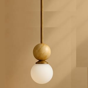 Marble Brass Pendant Light, Modern Ceiling Lamp, Handmade Chandelier Lighting image 6