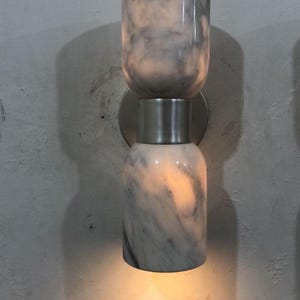 Handmade Alabaster Sconce Light, Modern Brass Wall Lamp image 4