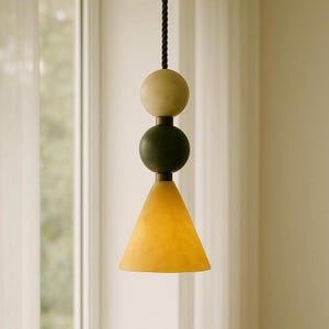 Triangle Shape Alabaster Light Pendant, Alabaster Chandelier Lighting, Modern Brass Ceiling Lamp, Pendant Light, Bedside Ceiling Lamp