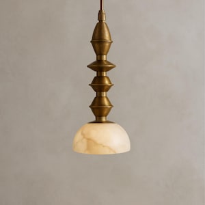 Solid Brass Pendant Light With Alabaster Shade, Modern Kitchen Island Chandelier, Light Pendant, Bedside Ceiling Lamp, Bathroom Lights