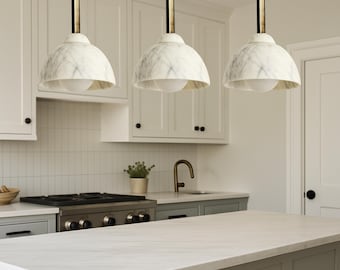 Moderne Marmor Pendelleuchte, Messing Deckenlampe, Art Deco Beleuchtung