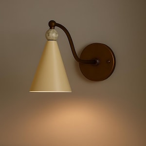 Indoor Wall Lamp, Brass Cone Wall Sconce Light with Gemstone, Brass Wall Light Sconce, Hallways Sconce Light, Mid Century Modern Wall Sconce