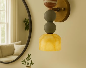 Handmade Alabaster Wall Sconce, Modern Marble Light Fixture