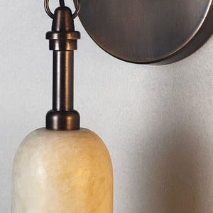 Handmade Brass Wall Sconce with Alabaster Shade, Modern Vanity Light, Hallways Wall Lamp, Luxury Lighting image 9