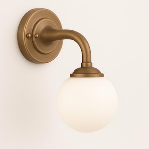 Hallway Wall Lamp, Bedside Brass Wall Light Sconce, Frosted Glass Sconce Light, Mid Century Wall Sconce, Reading Lamp, Indoor Wall Light