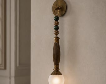 HorseHair Wall Sconce Light, Brass Sconce Light Fixture with Marble Accent, Handmade Decoration Lamp