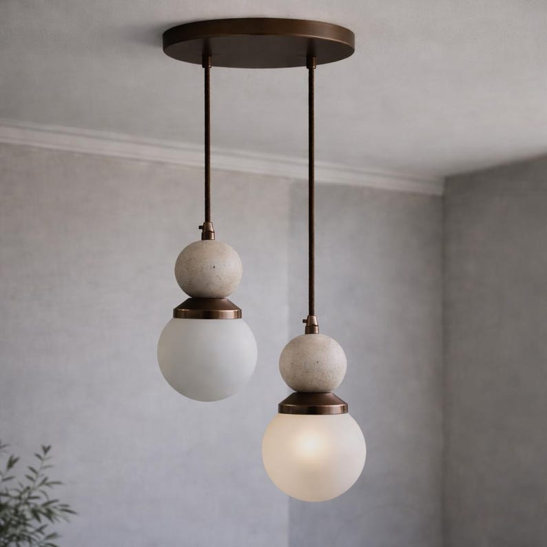 Marble Brass Pendant Light, Modern Ceiling Lamp, Handmade Chandelier Lighting image 16