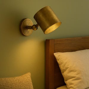Aged Brass Wall Sconce, Handmade Modern Wall Light, Adjustable Bedside Reading Light
