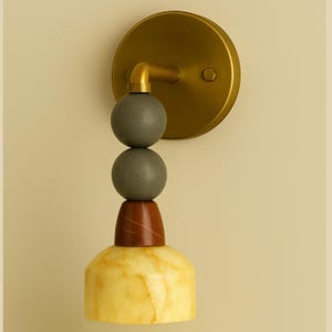Vintage Wall Light Sconce, Alabaster Wall Sconce, Modern Wall Sconce, Brass Wall Lamp, Minimal Sconce Light, Modern Brass Light