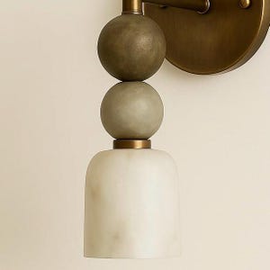Handgjord vägglampa i alabaster, mässingslampa i mitten av århundradet med alabasterskärm, sänglampa; Sakhawy vägglampa bild 5