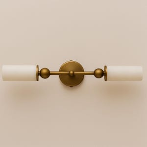 Double Alabaster Wall Sconce, Modern Brass Wall Lamp, Mid Century Wall Light Sconce, Bathroom Vanity Lights, Mirror Sconce