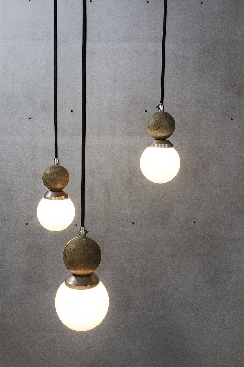 Marble Brass Pendant Light, Modern Ceiling Lamp, Handmade Chandelier Lighting image 7