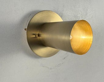 Modern Brass Wall Sconce Light, Minimalist Cylinder Wall Lamp, Handmade Solid Brass Downlight, Bedroom Hallway Lighting