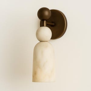 Mid Century Modern Alabaster Sconce/Vintage Wall Light Sconce, Brass Wall Lamp, Minimal Sconce Light, Handcrafted Brass Finish Wall Light