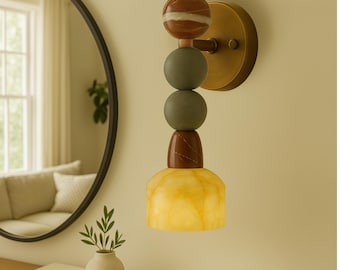 Handmade Marble Alabaster Wall Sconce, Modern Light Fixture
