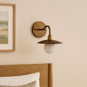 Bedroom Wall Lamp, Brass Wall Light Sconce, Frosted Glass Sconce Light, Mid Century Modern Wall Sconce, Reading Light, Indoor Wall Light