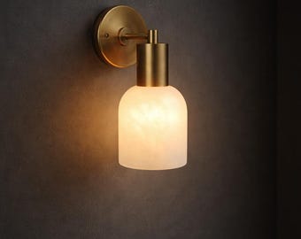 Frosted Glass Wall Sconce, Blown Glass Sconce Light, Unique Wall Lamp, Bedside Lamp. Bathroom Vanity