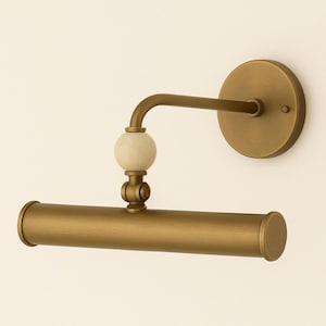 Brass Wall Sconce Light With Brass Shade, Handcrafted Picture Light, Bathroom Vanity Light, Reading Lamp
